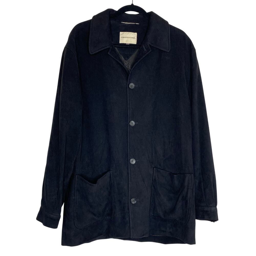 Pronto Uomo Black Textured Button Up Shacket Size Medium